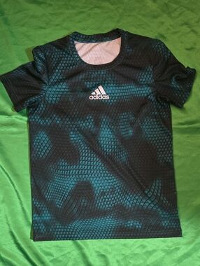 adidas Black & Teal Geometric Short Sleeve Tee